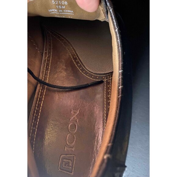 FootJoy Leather Icon Croc Saddle Black Mens 15 52108 Golf Spikes - Picture 7 of 7